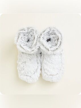 Warmies Marshmallow Gray Soothing Lounge Microwavable Boot Slippers One Size NWT